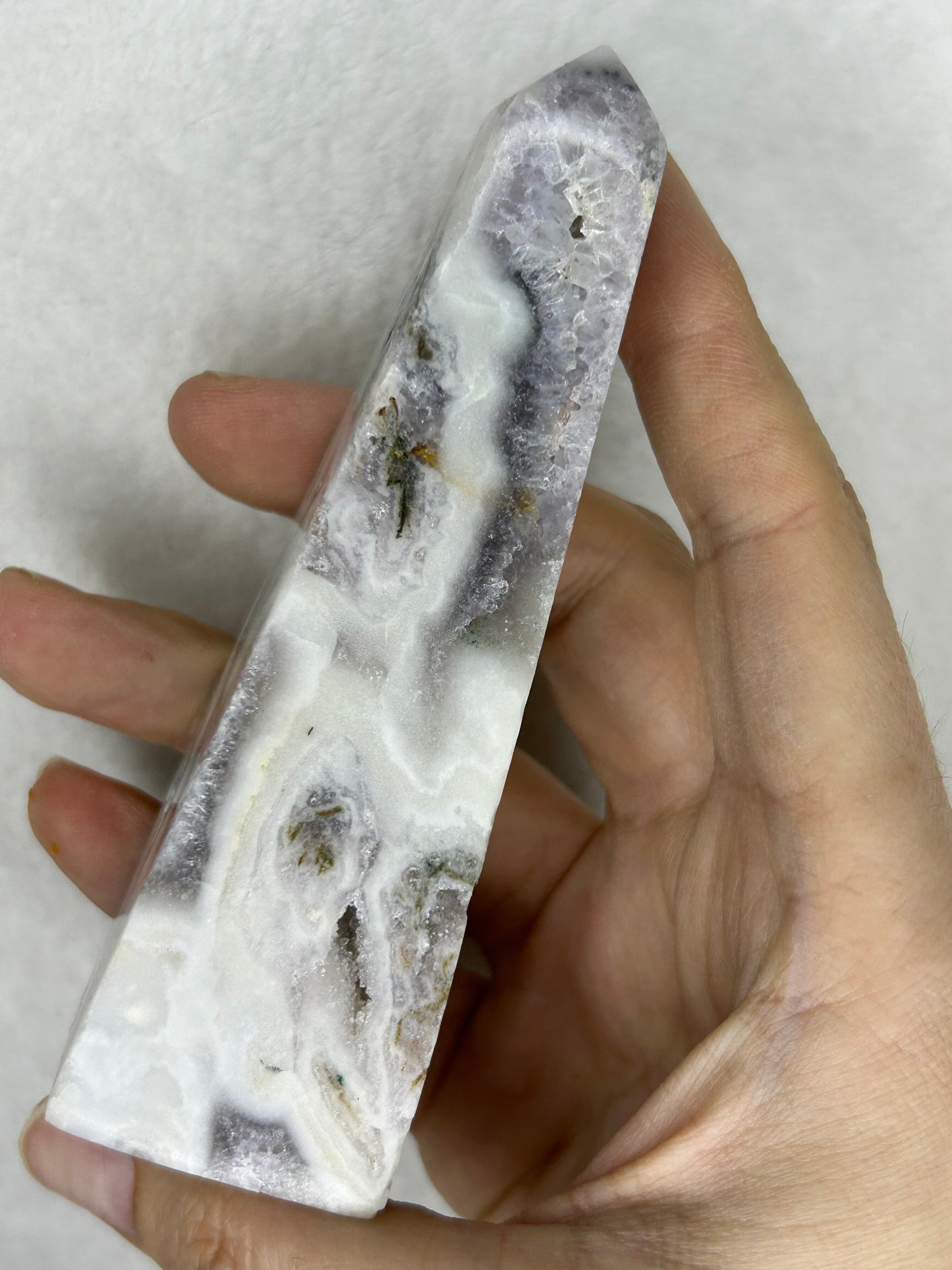 Unique Pink Amethyst Obelisk w/ moss inclusions