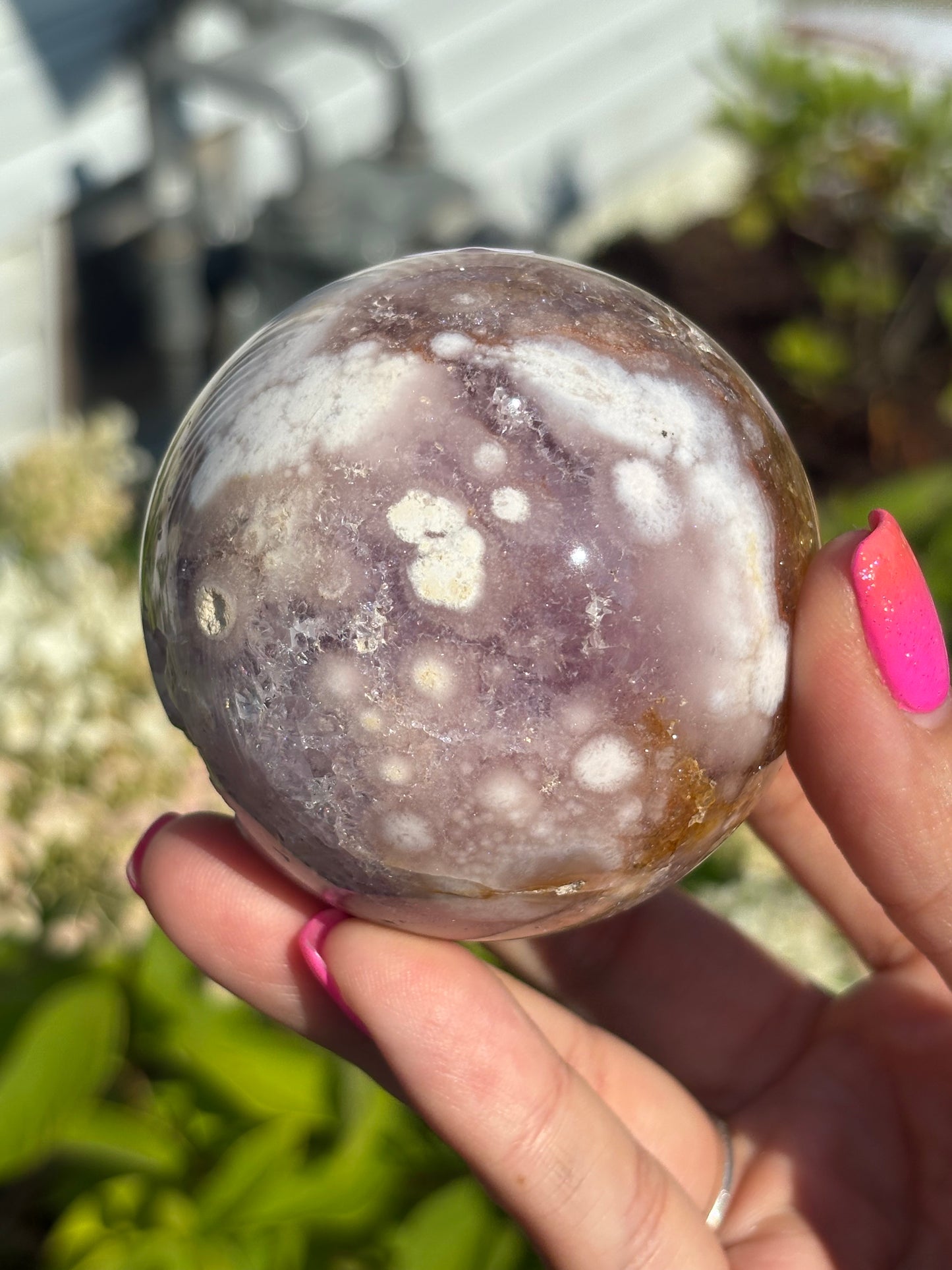 Gemmy pink amethyst & citrine sphere