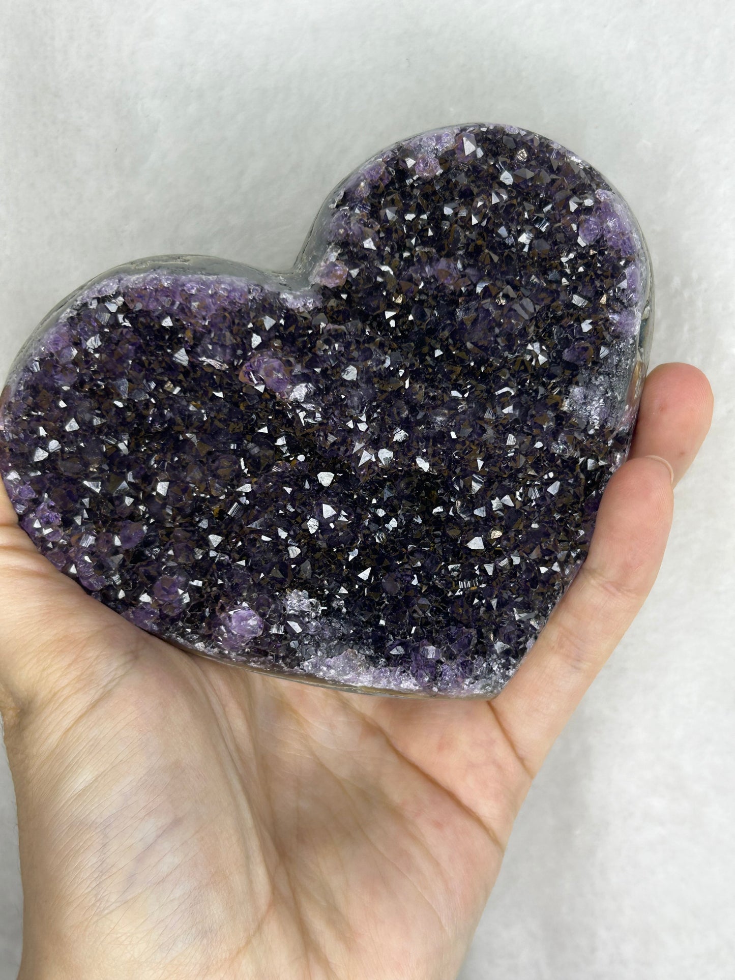 đź’–đź’–Uruguayan HQ amethyst cluster heart w/ geothite D