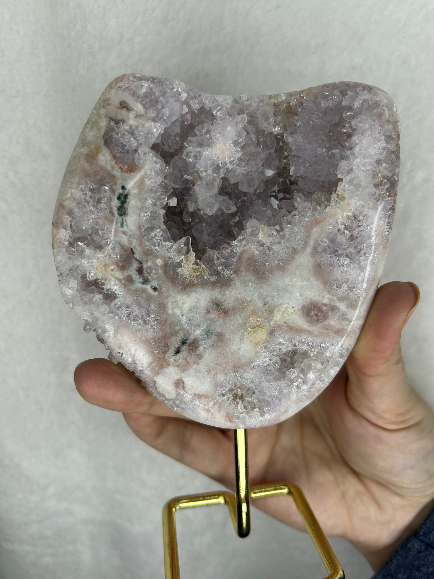 Brazilian pink amethyst slab on stand B