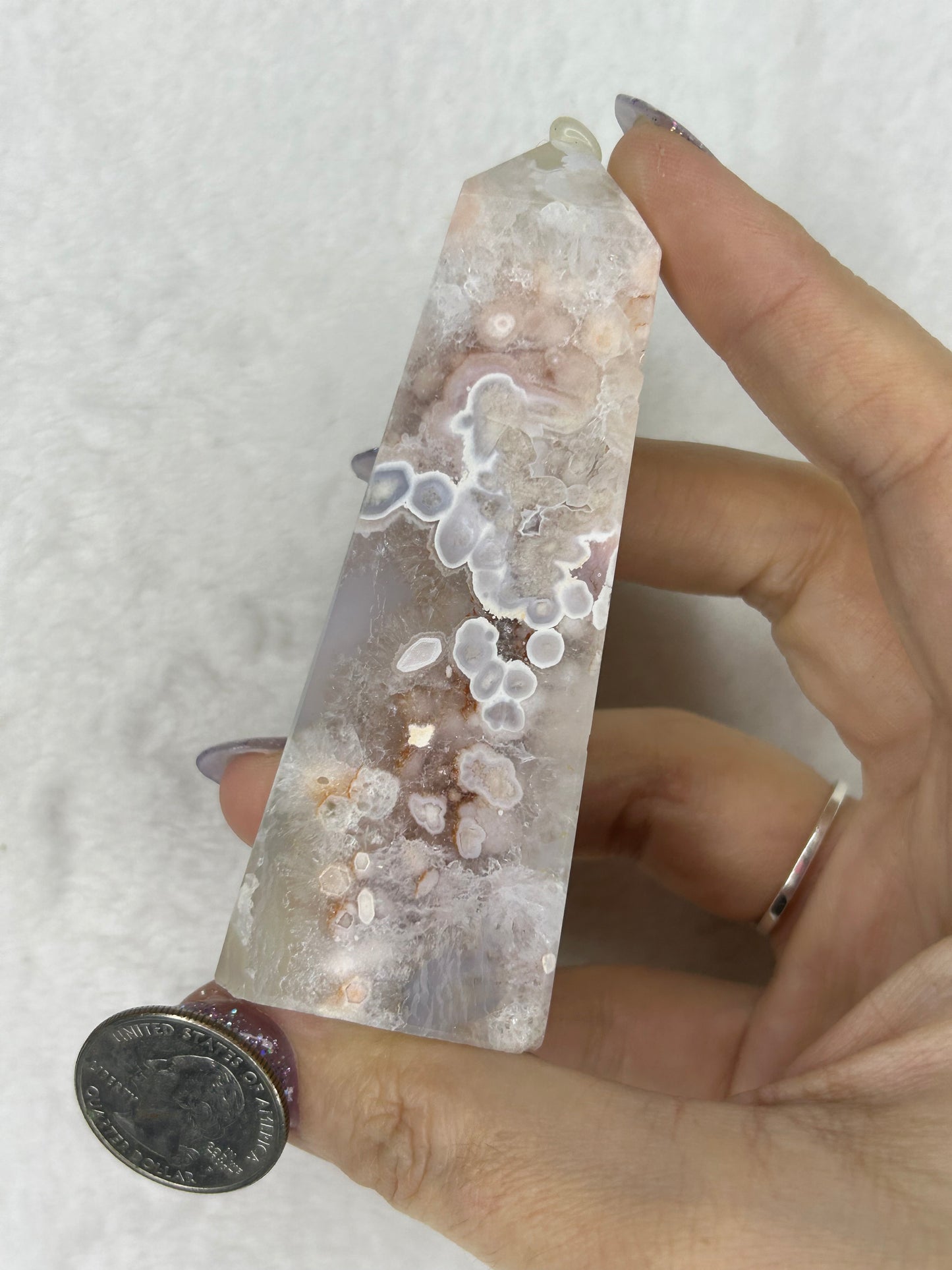 Pink Flower Agate Tower