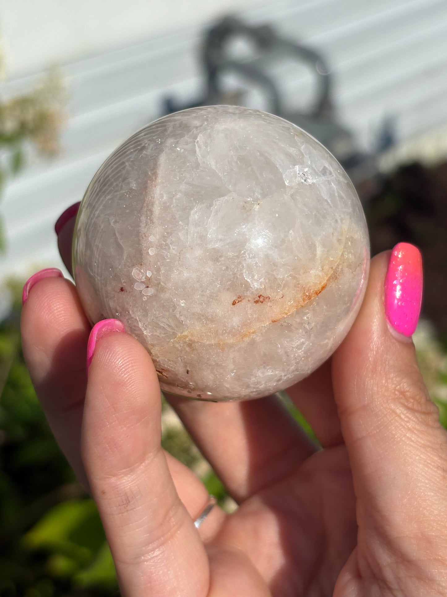 Flower agate sphere