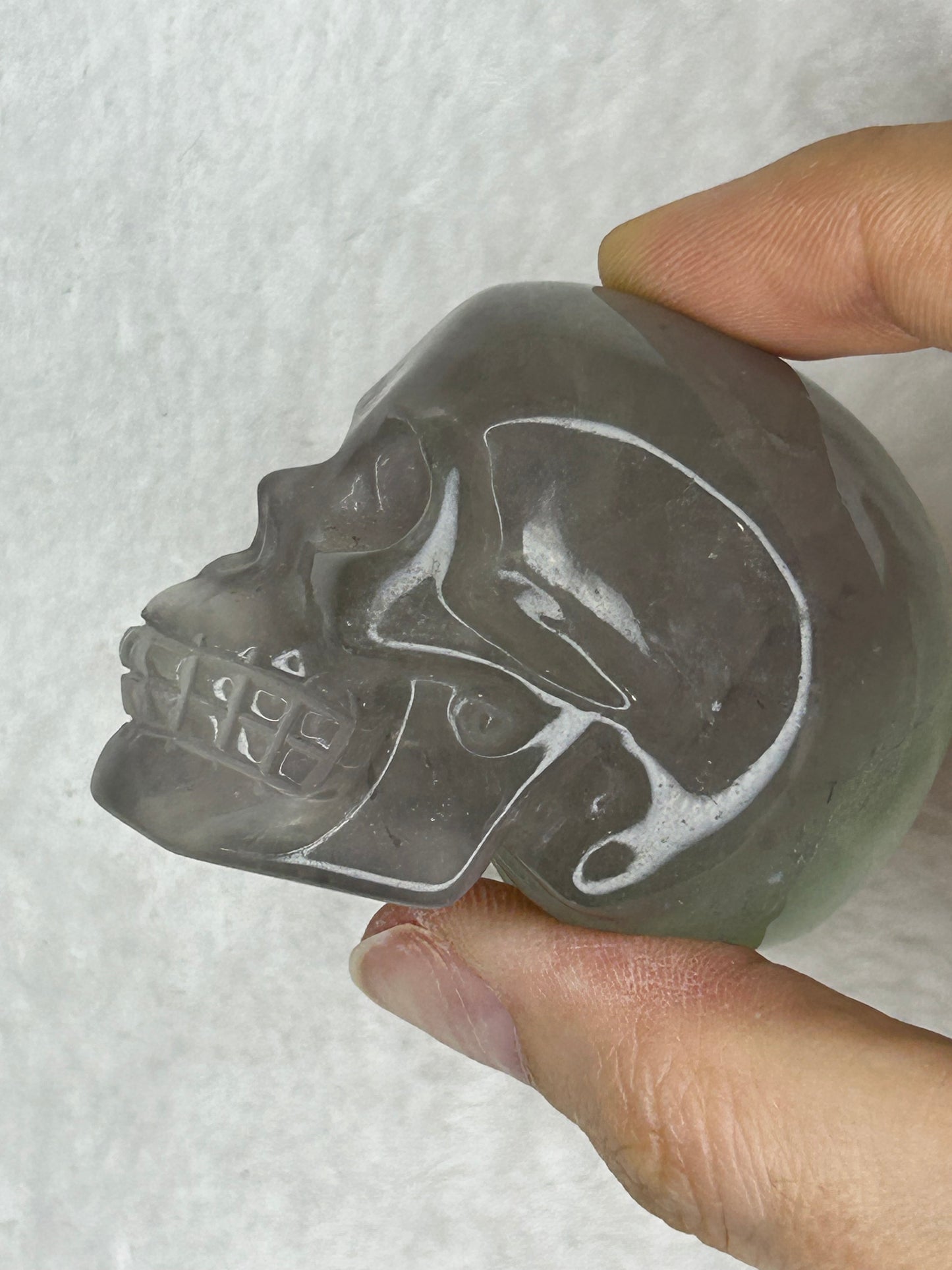 Yttrium Fluorite Skull Carving