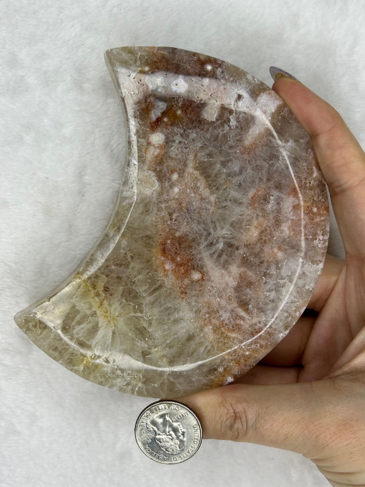 Flower agate moon carving C