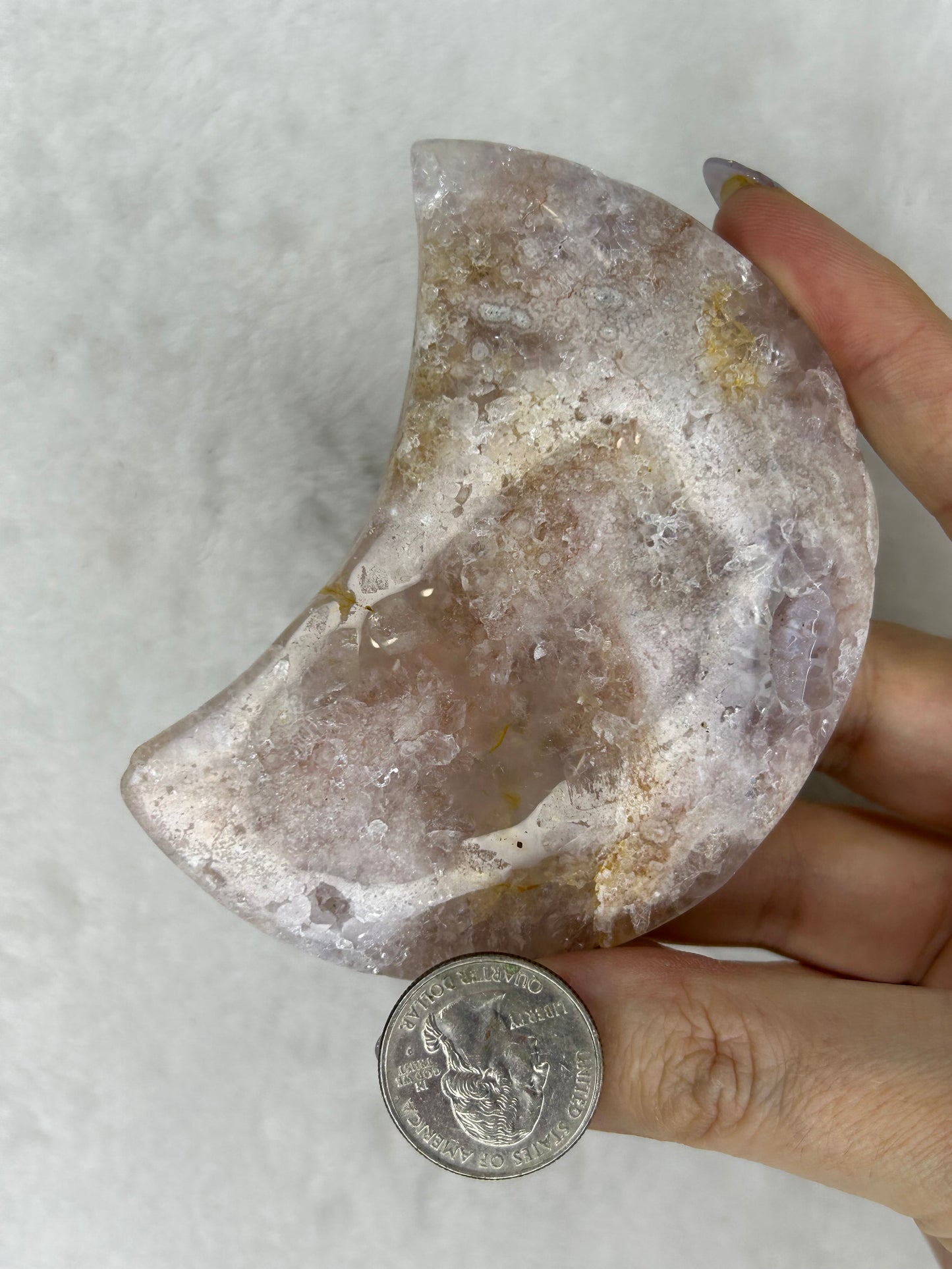 Pink Flower agate moon B