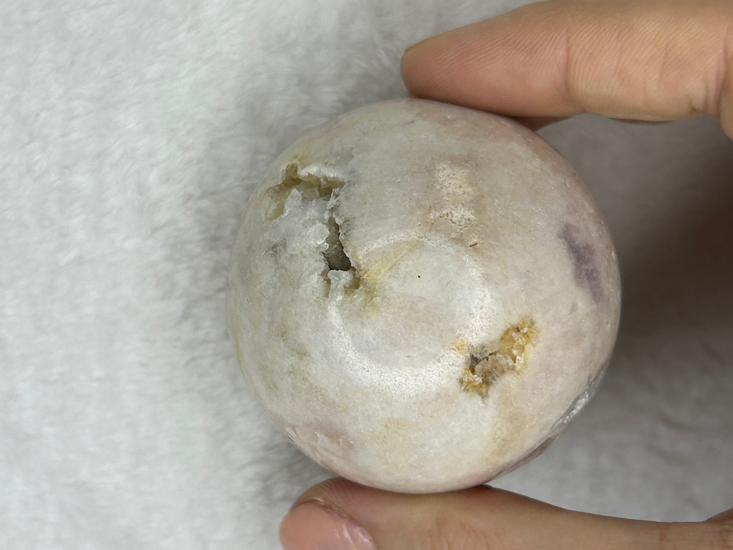 Brazilian pink amethyst druzy sphere