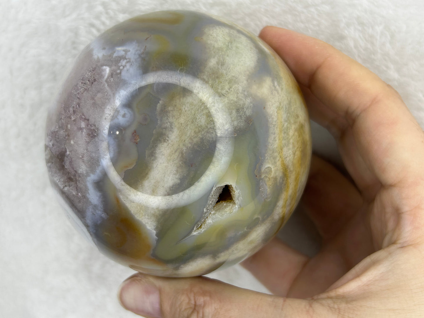 Super Cool Moody Pink Flower Agate Druzy Sphere