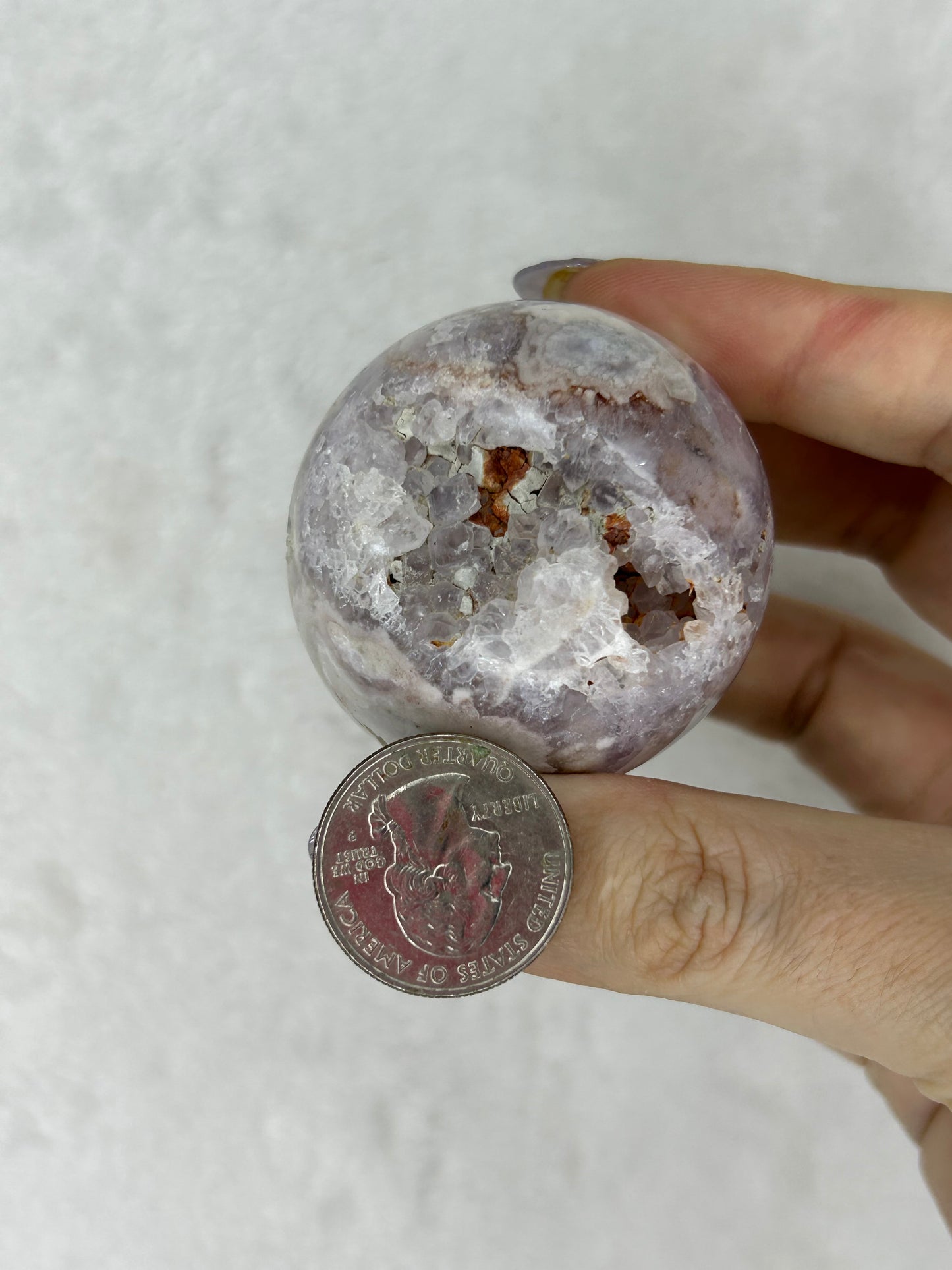 Druzy pink flower agate sphere