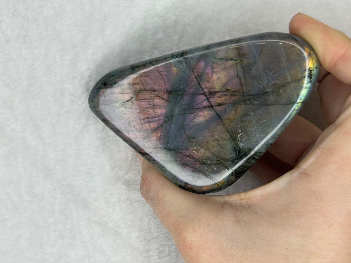 Purple/rainbow flash labradorite Freeform B