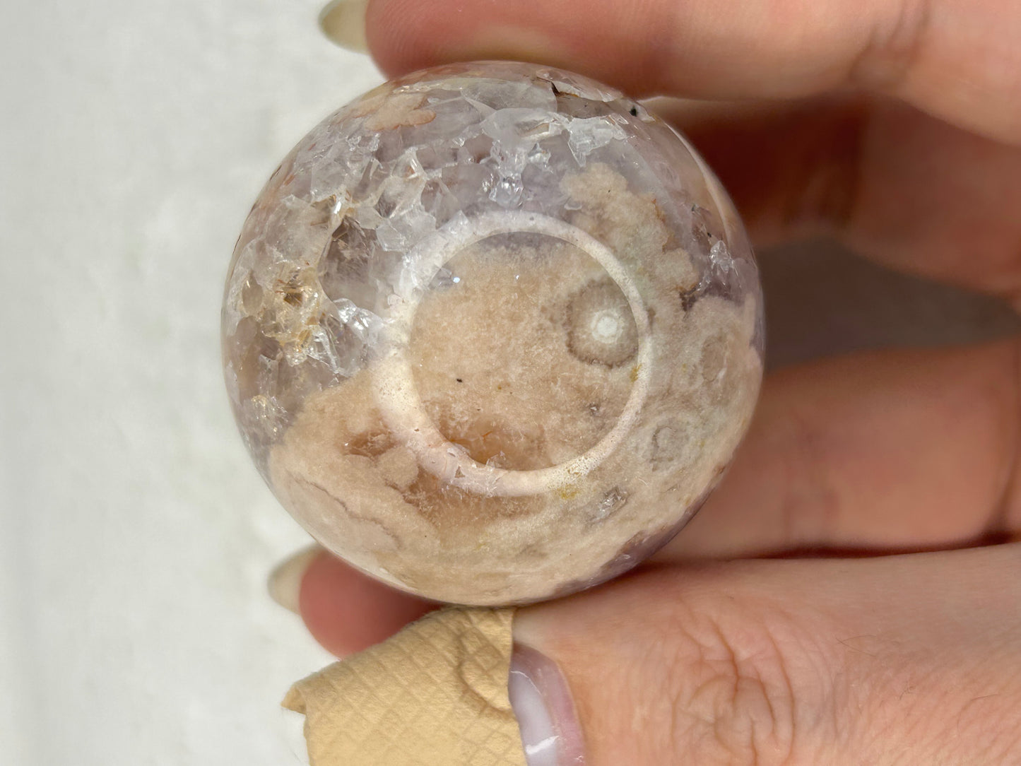 Unique Pink Flower Agate Sphere