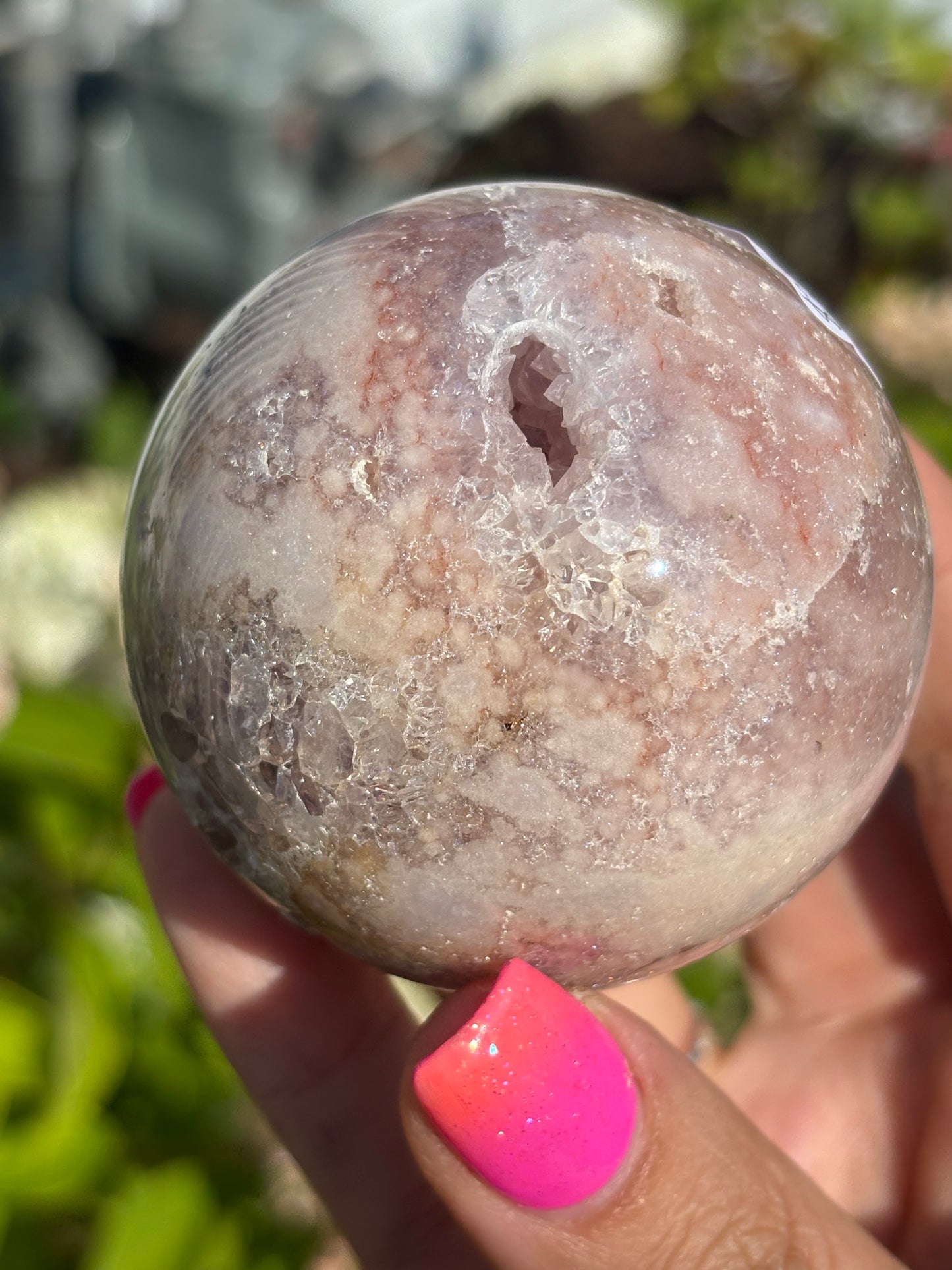 Gemmy pink amethyst sphere