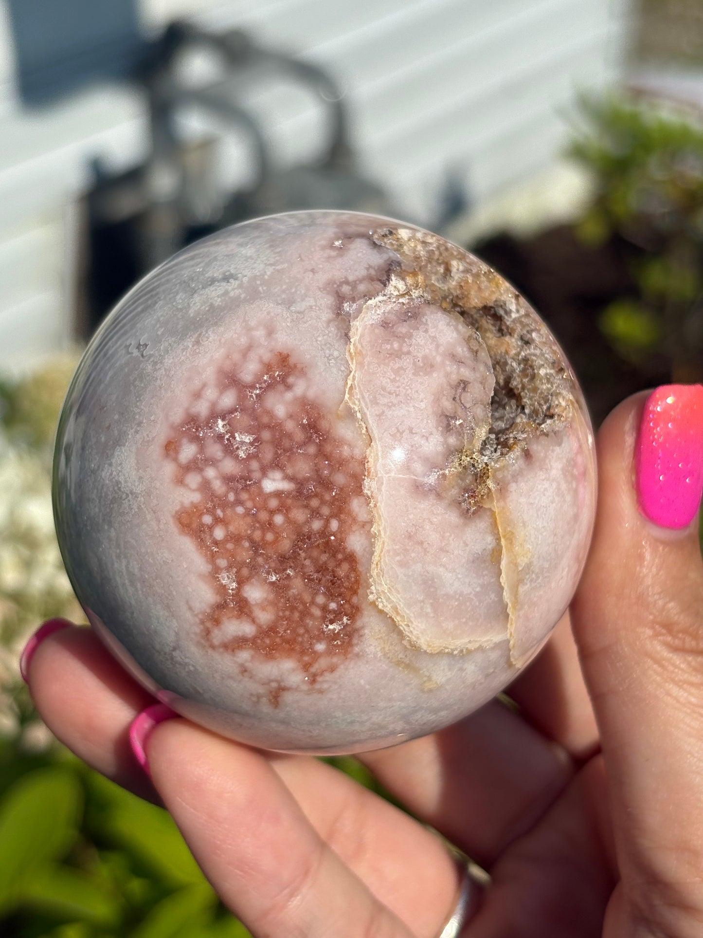 Gemmy pink amethyst druzy sphere