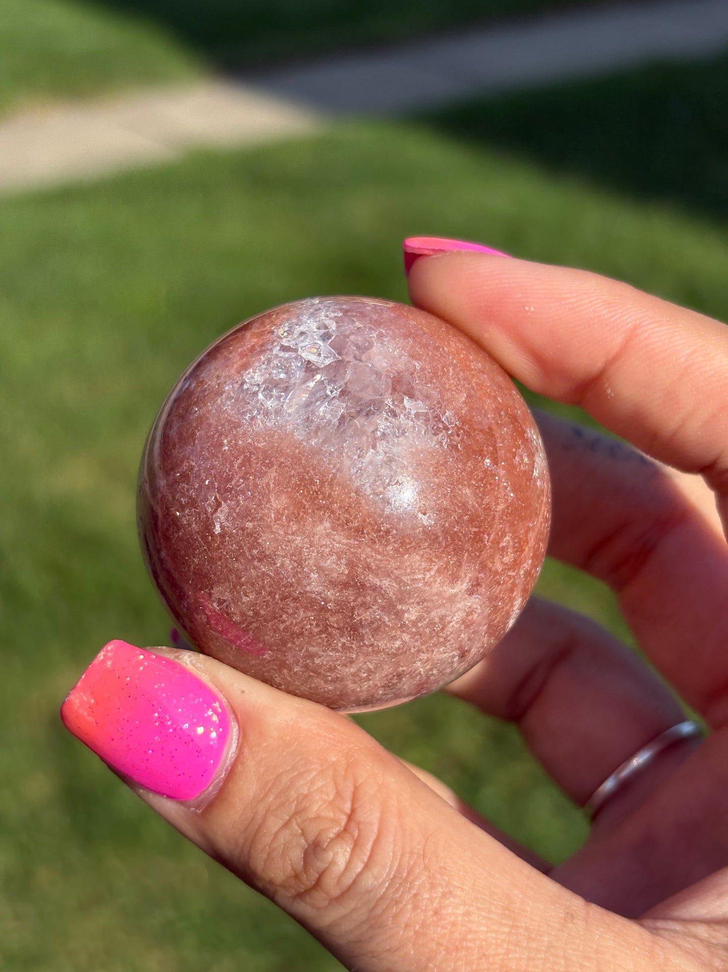 Pink amethyst sphere from Brazil