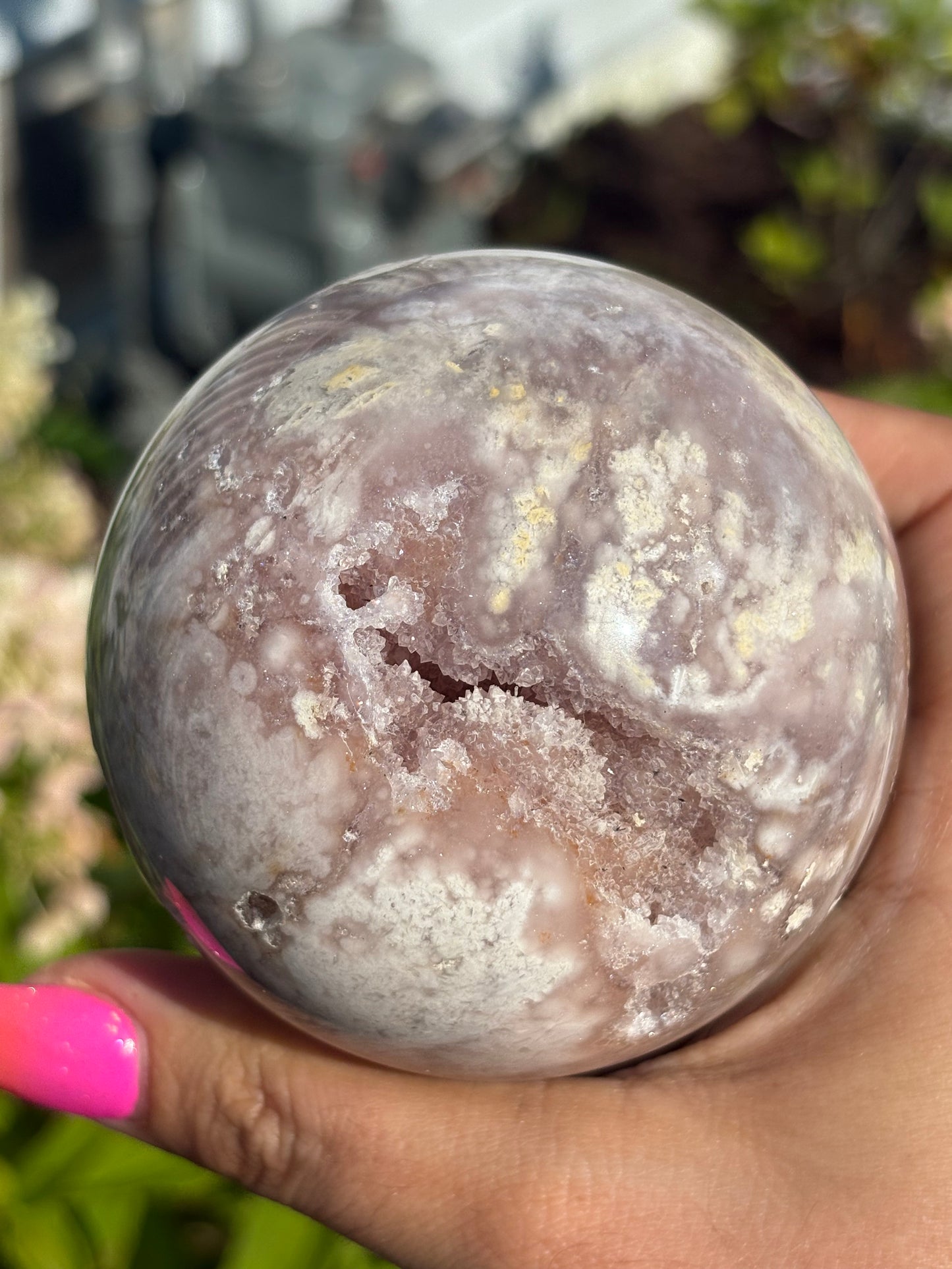 Druzy pink amethyst sphere