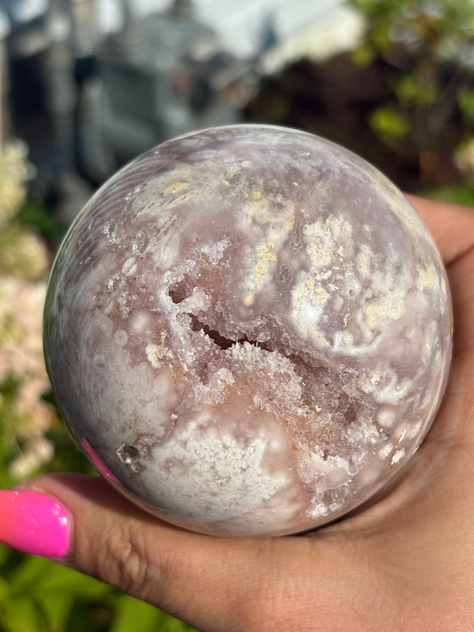 Druzy pink amethyst sphere