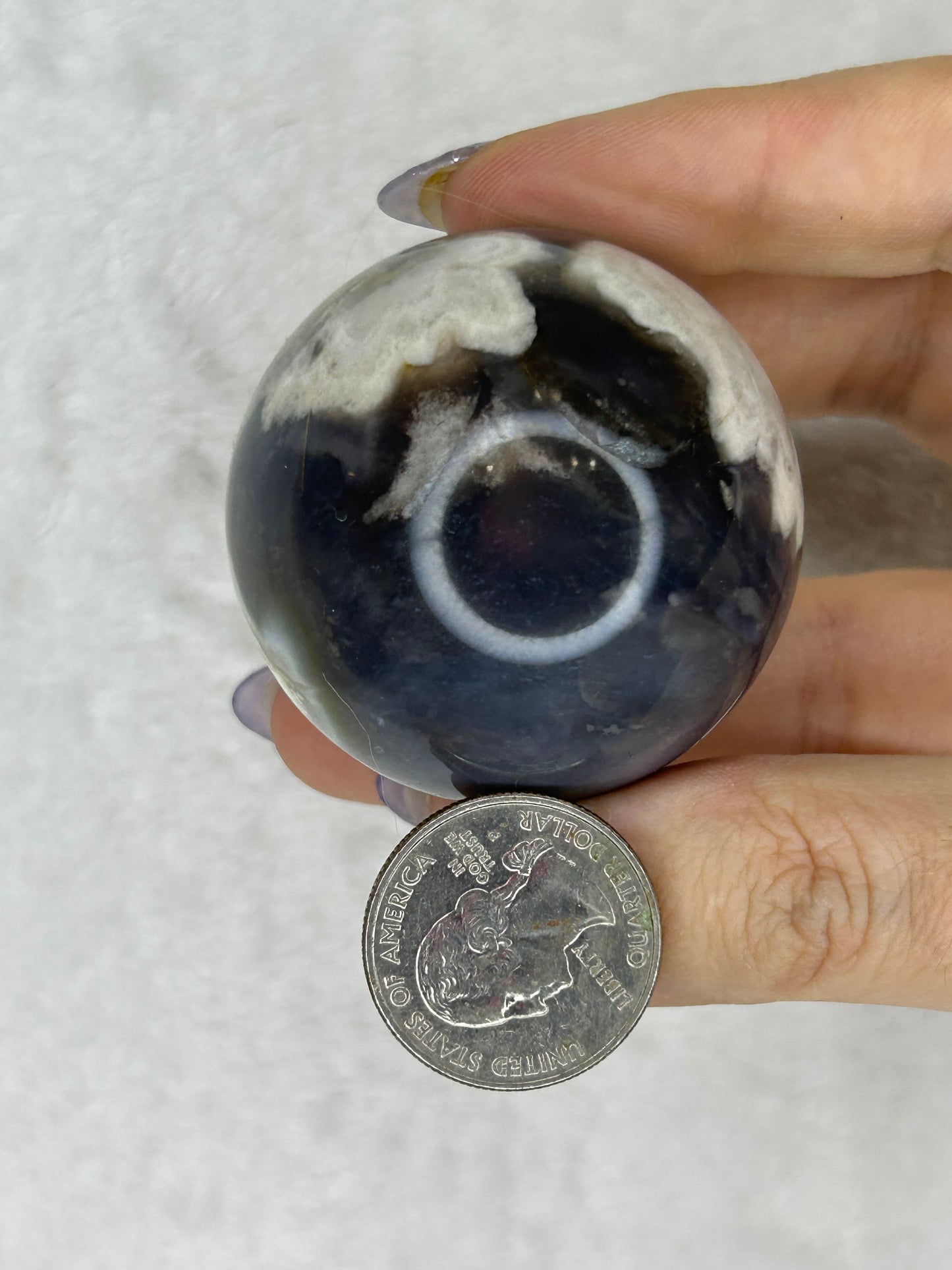 Black Flower Agate Sphere D