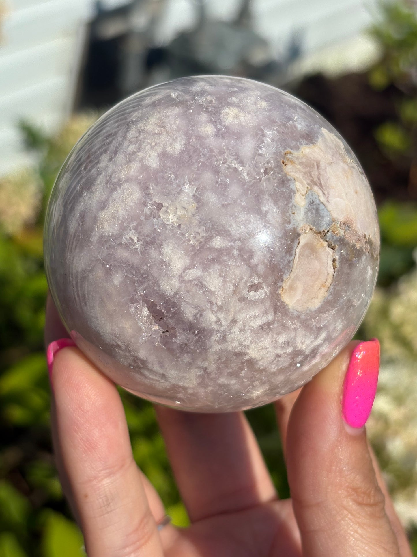 Lilac flower agate sphere