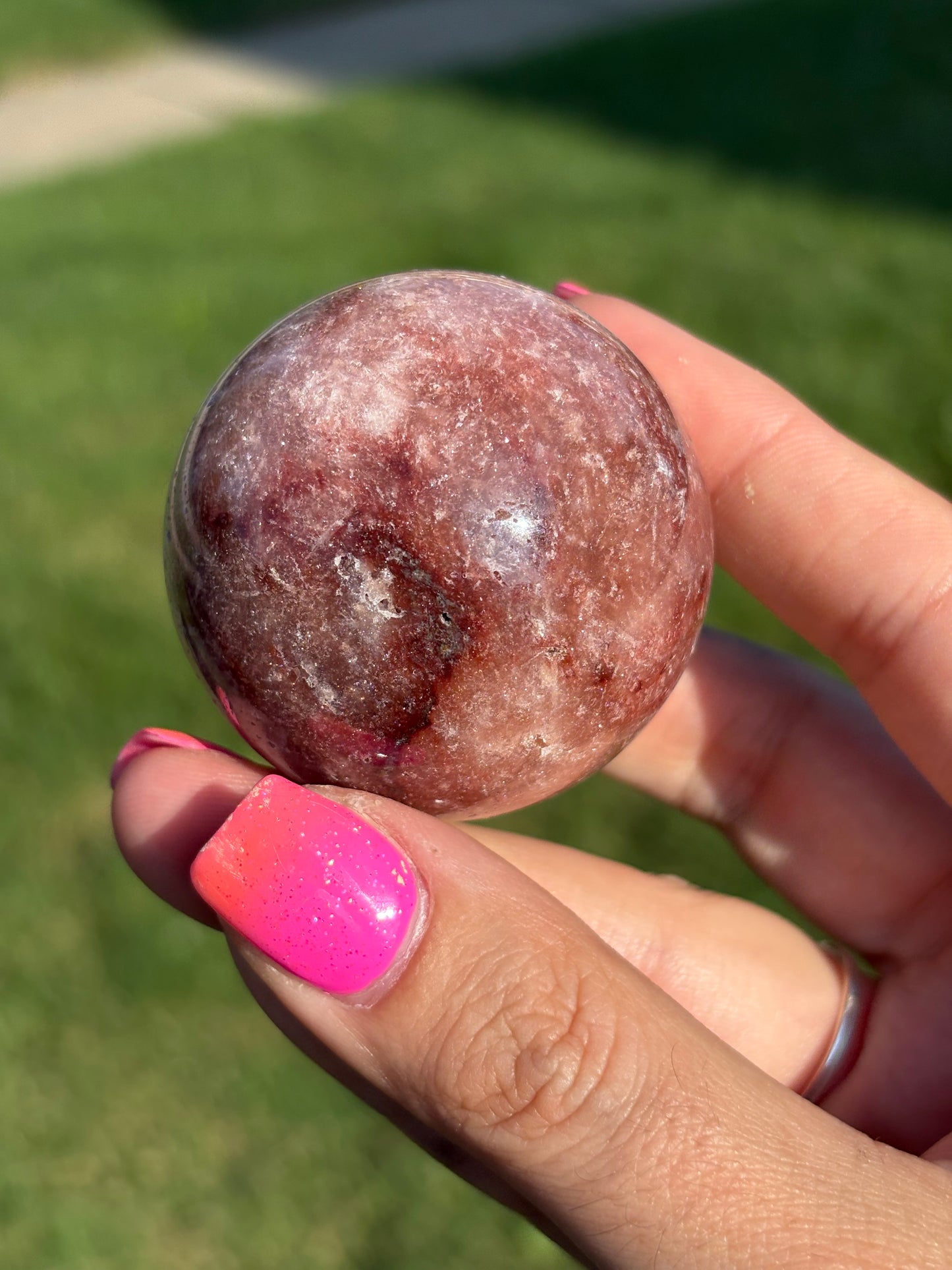 “Deep pink” pink amethyst sphere from Brazil