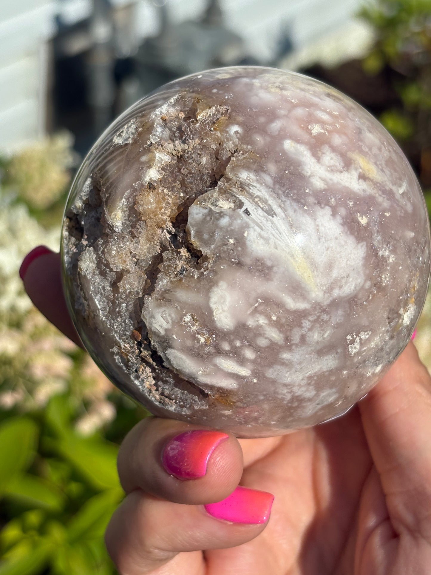 Druzy pink amethyst sphere
