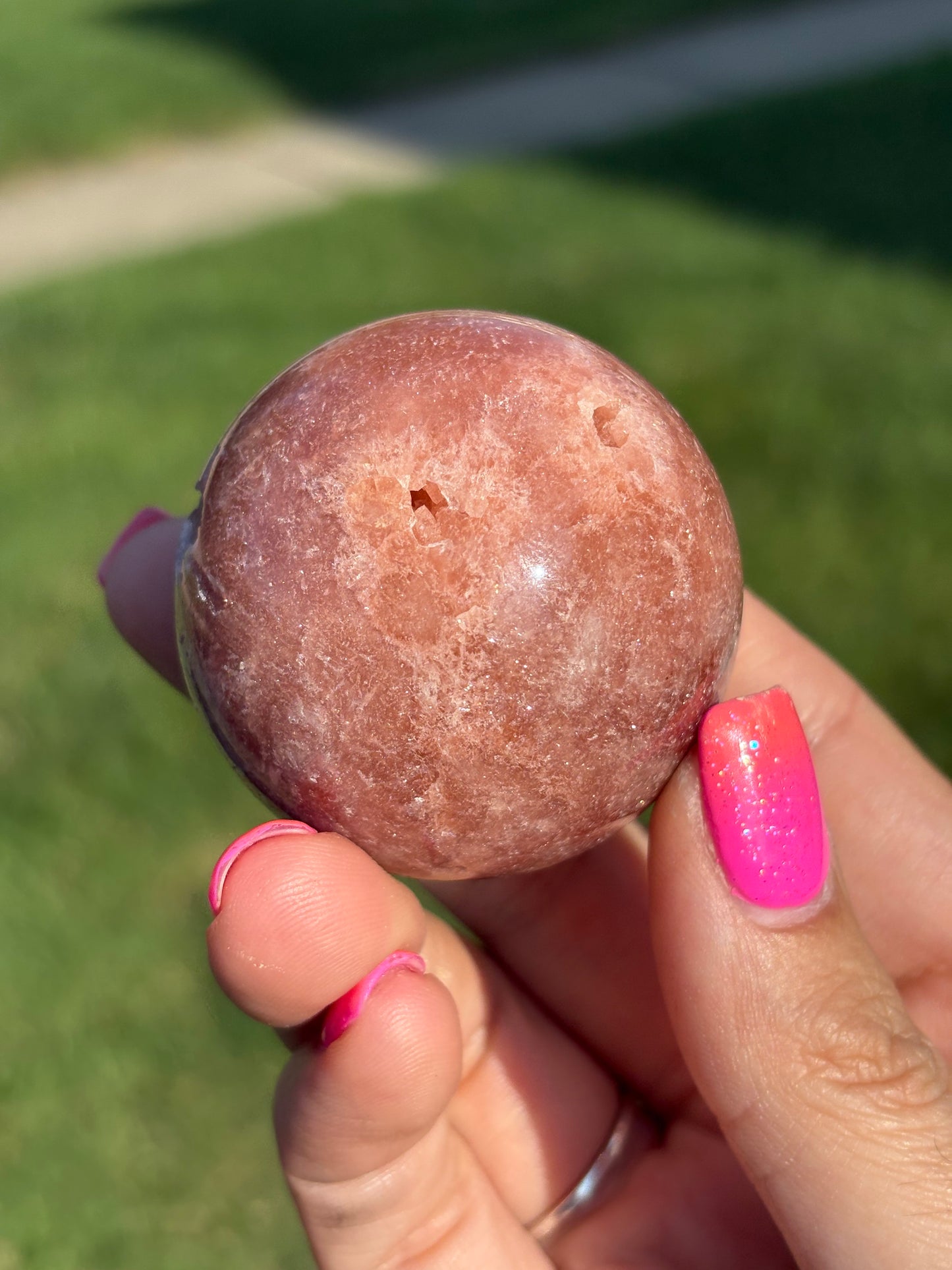 “Deep pink” pink amethyst sphere from Brazil
