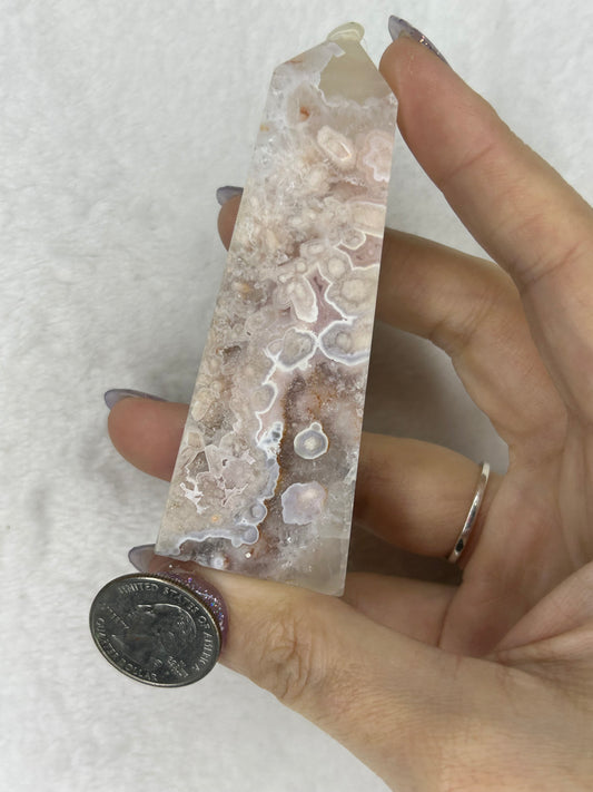 Pink Flower Agate Tower