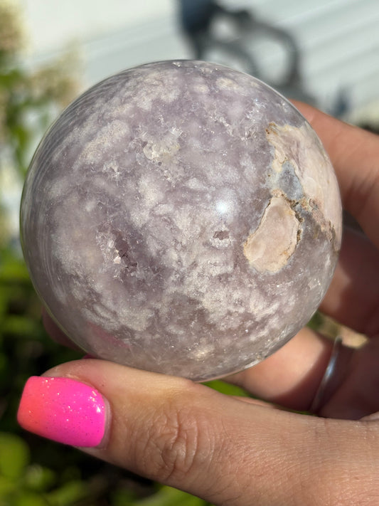 Lilac flower agate sphere