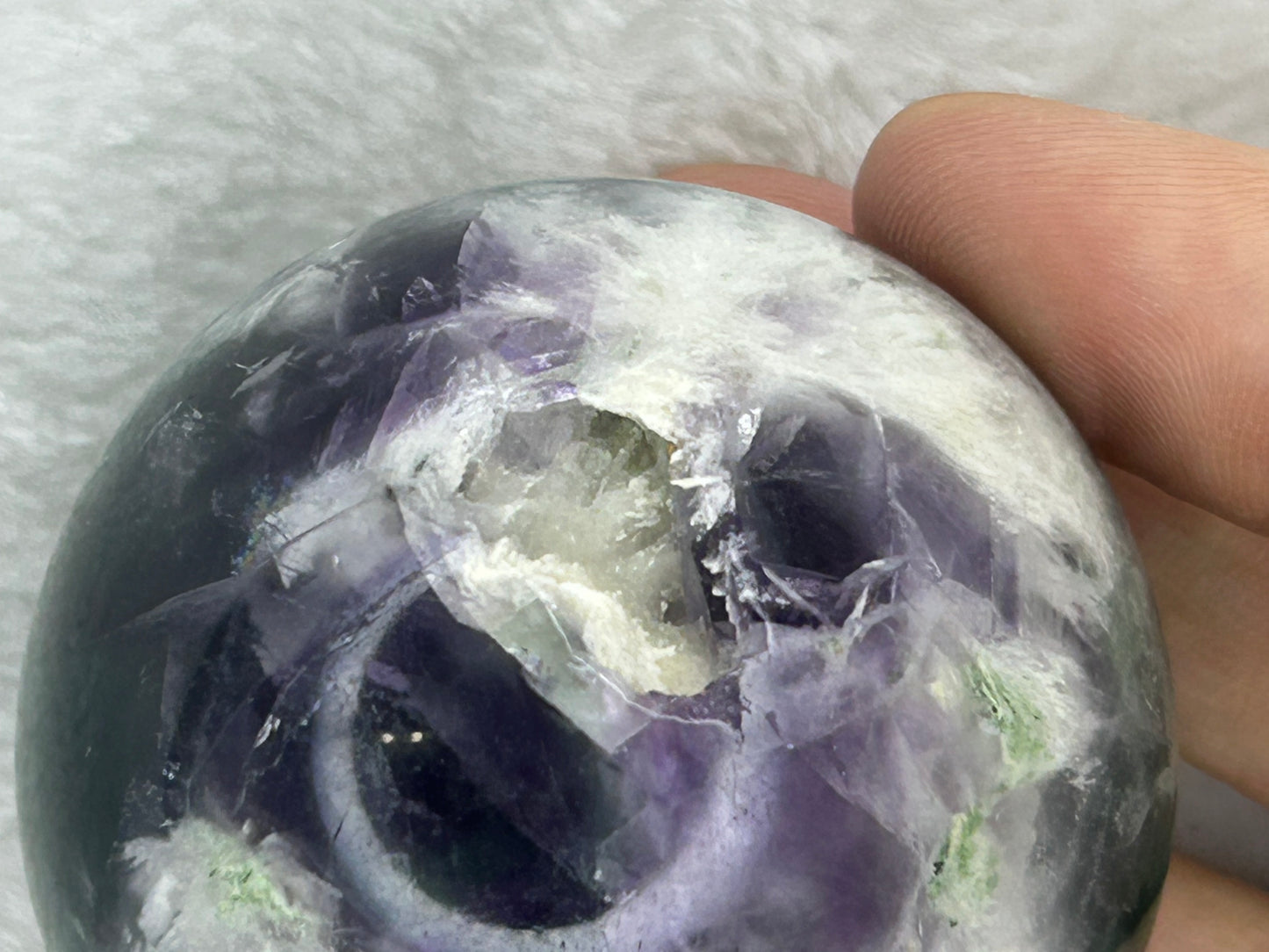 Druzy feather fluorite sphere A