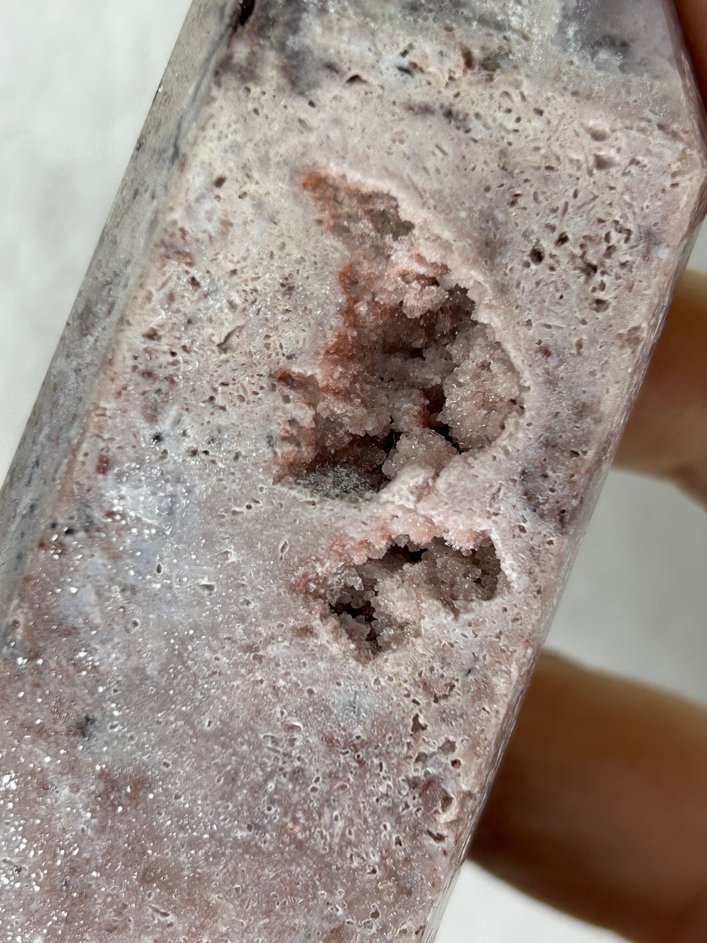 Druzy pink amethyst tower