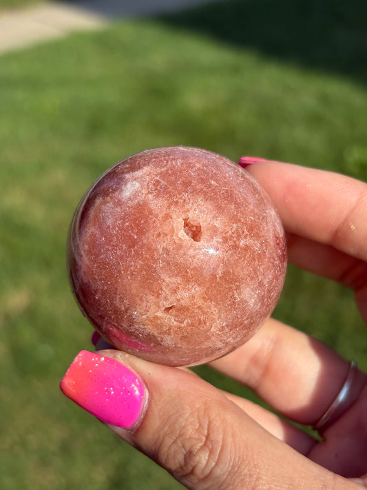 “Deep pink” pink amethyst sphere from Brazil