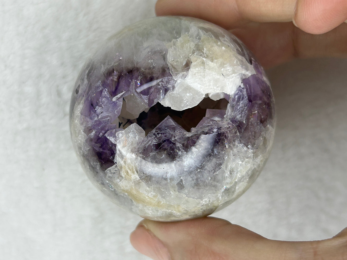 Druzy Amethyst, pink calcite & Druzy agate sphere B