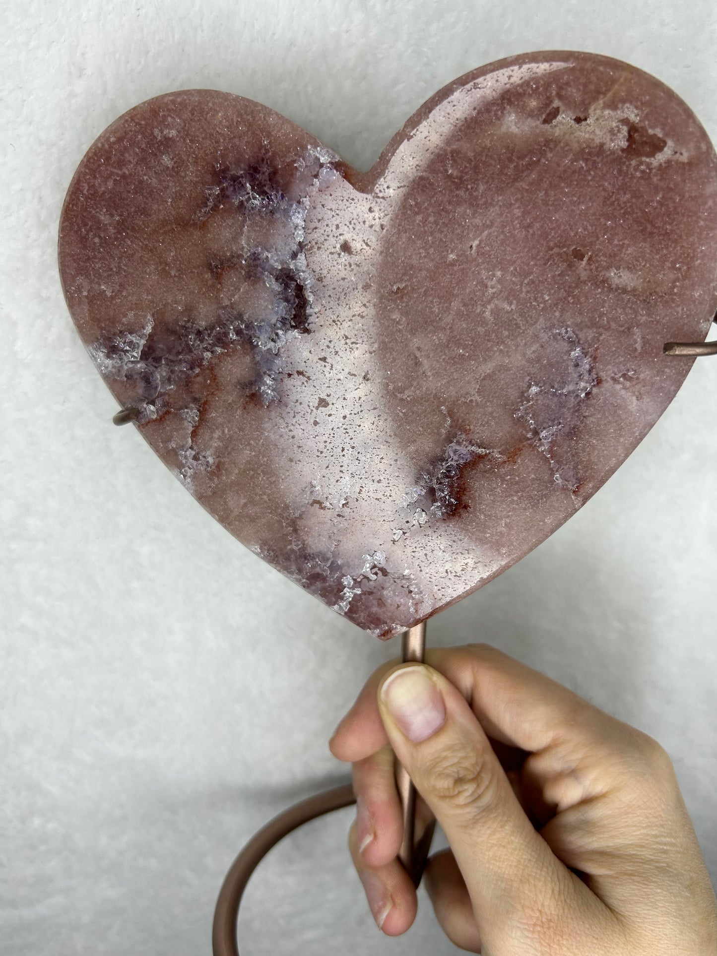 Pink Amethyst Heart w/ Stand E