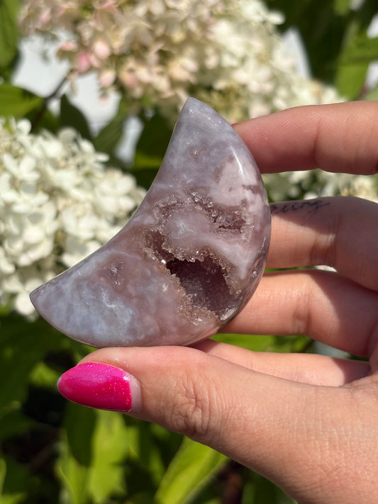 Druzy pink amethyst moon