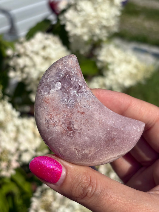 Druzy pink amethyst moon