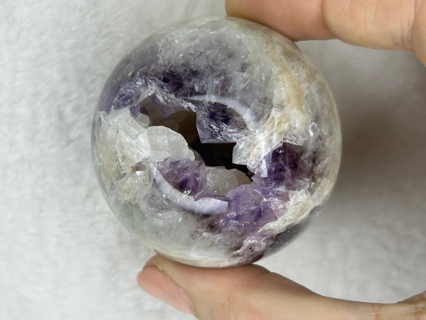 Druzy Amethyst, pink calcite & Druzy agate sphere B