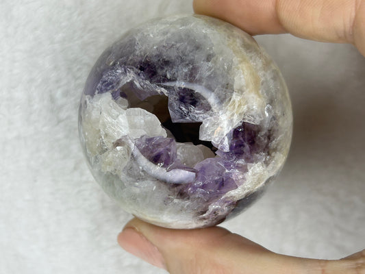 Druzy Amethyst, pink calcite & Druzy agate sphere B