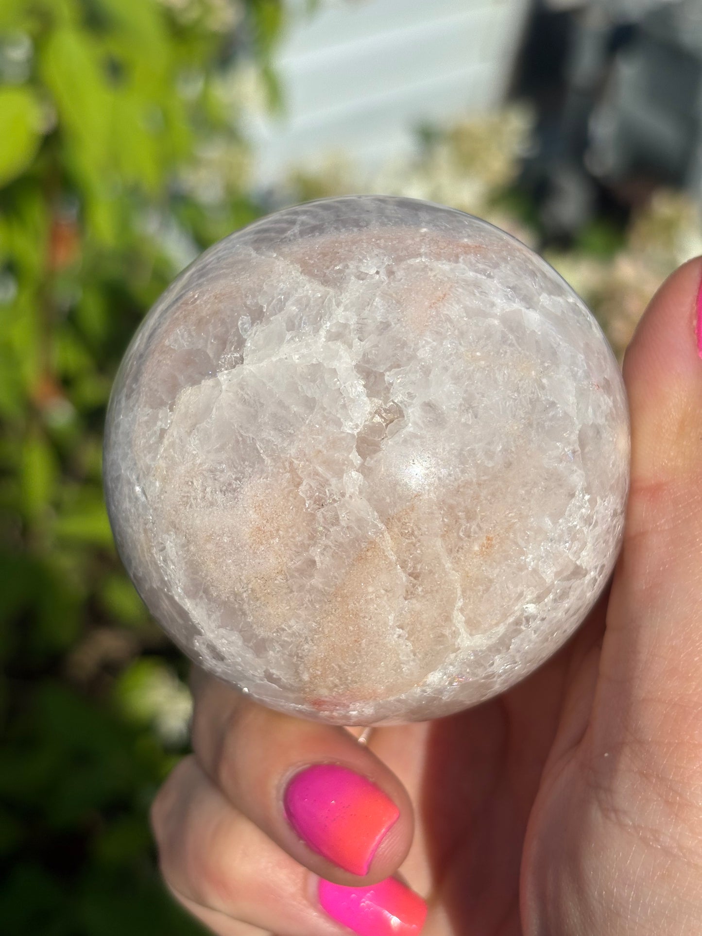 Pretty Quartzy pink amethyst sphere