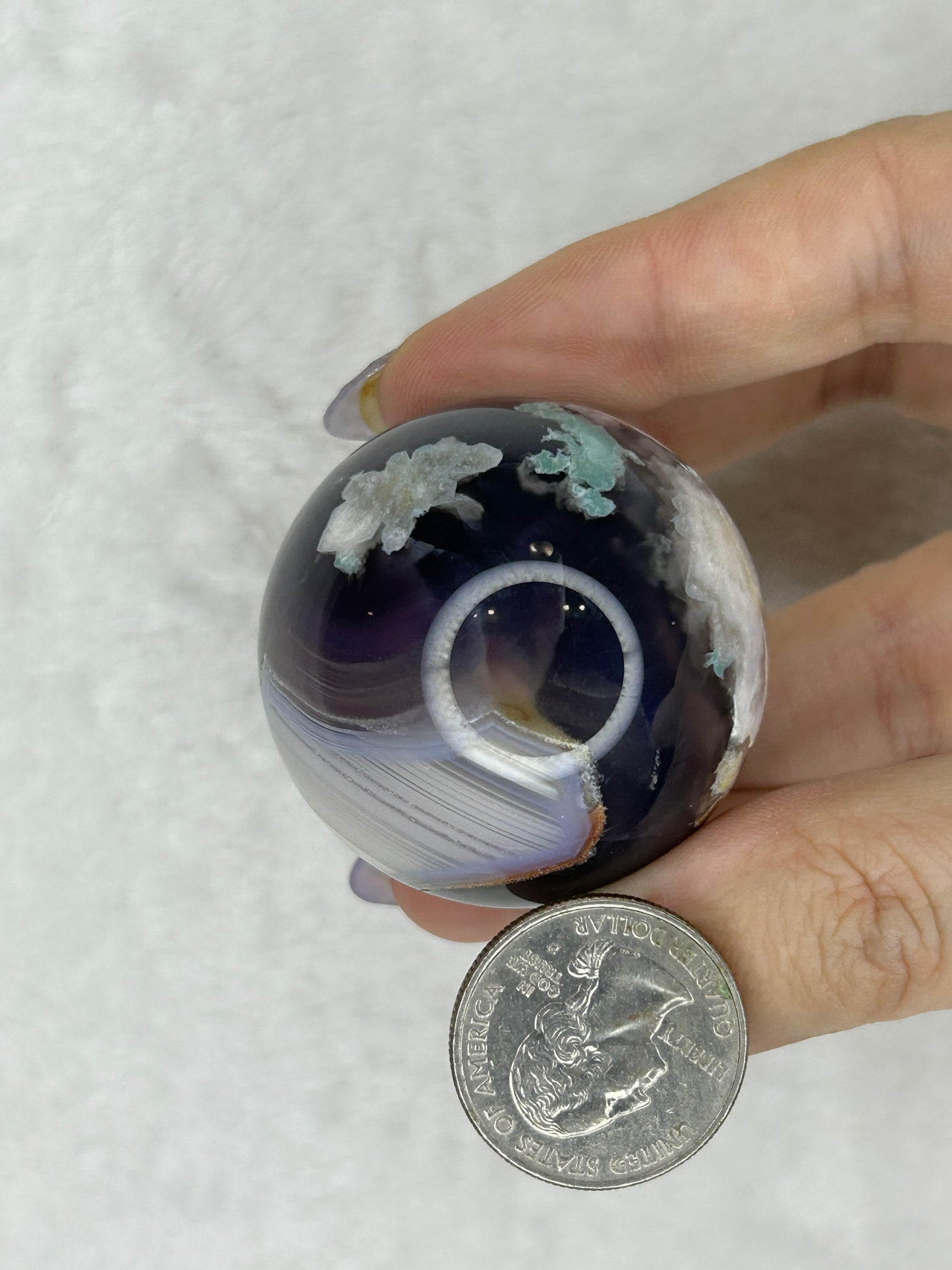 Black Flower Agate Sphere B