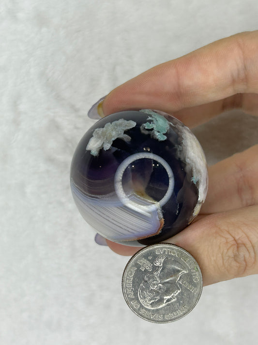Black Flower Agate Sphere B