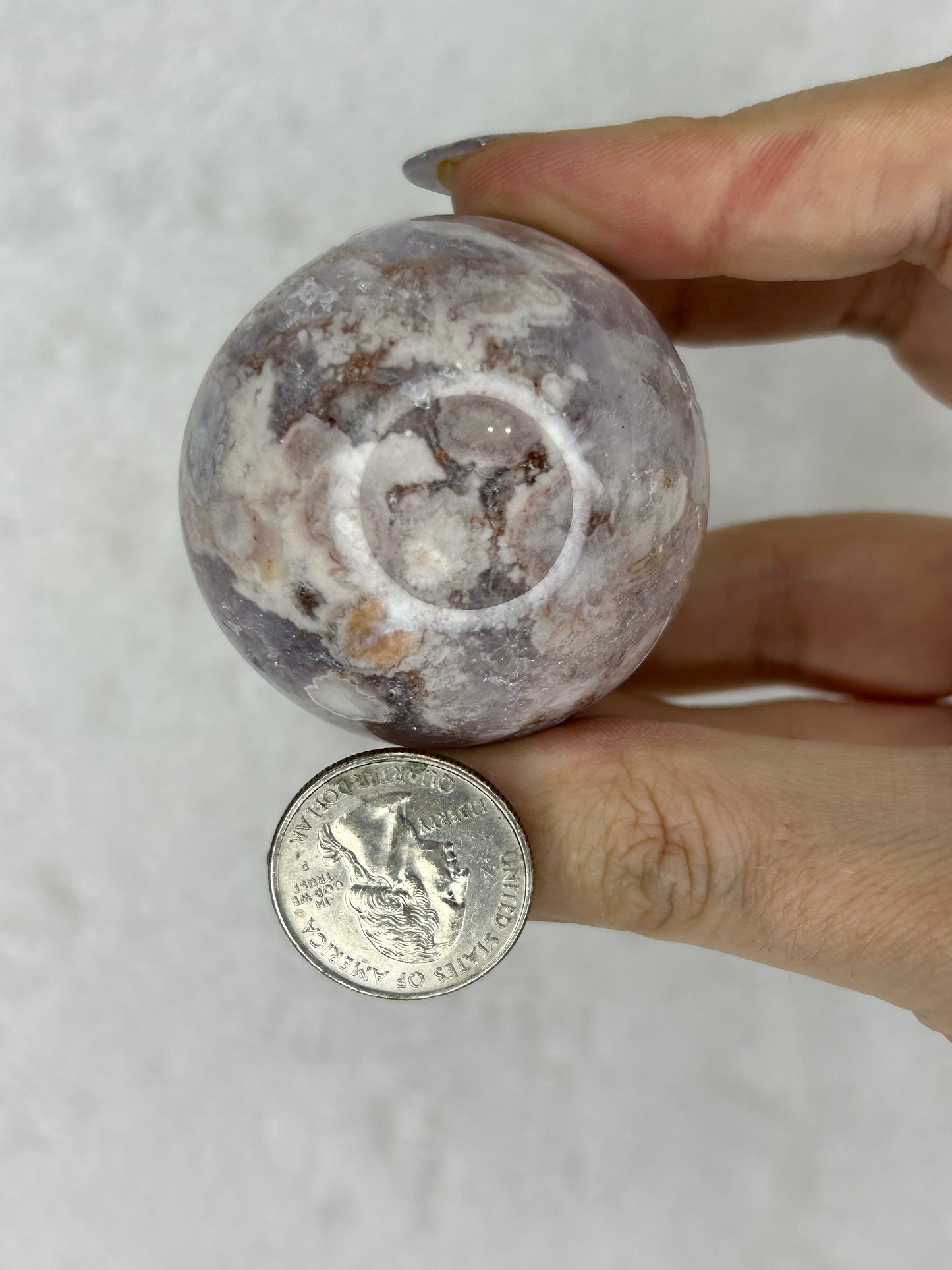 Druzy pink flower agate sphere