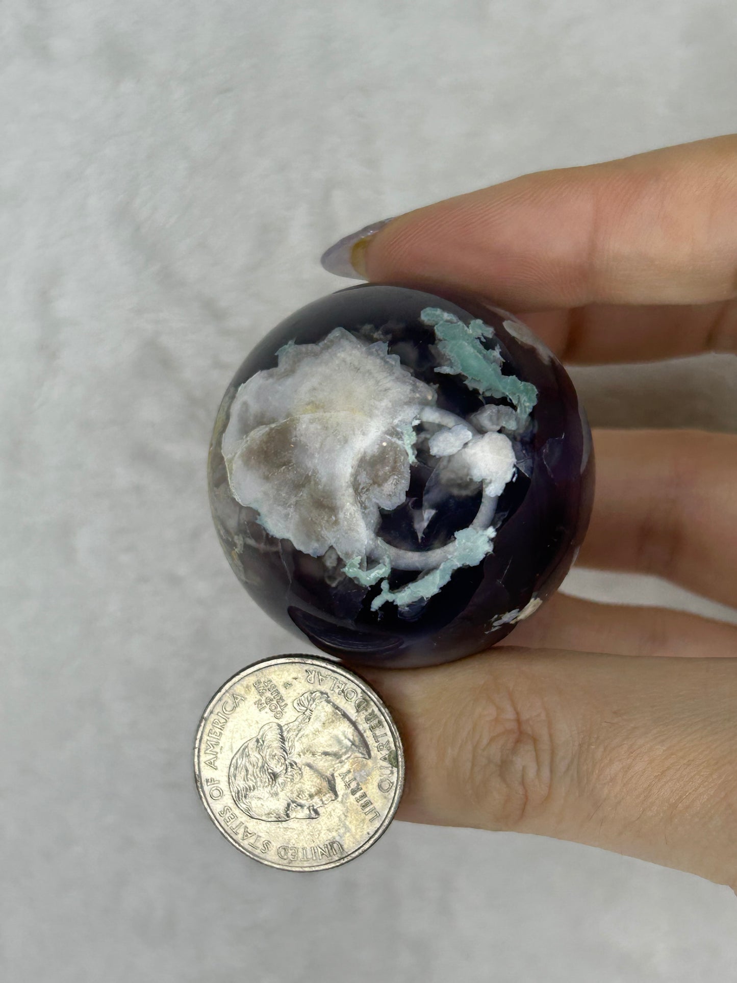 Black Flower Agate Sphere B