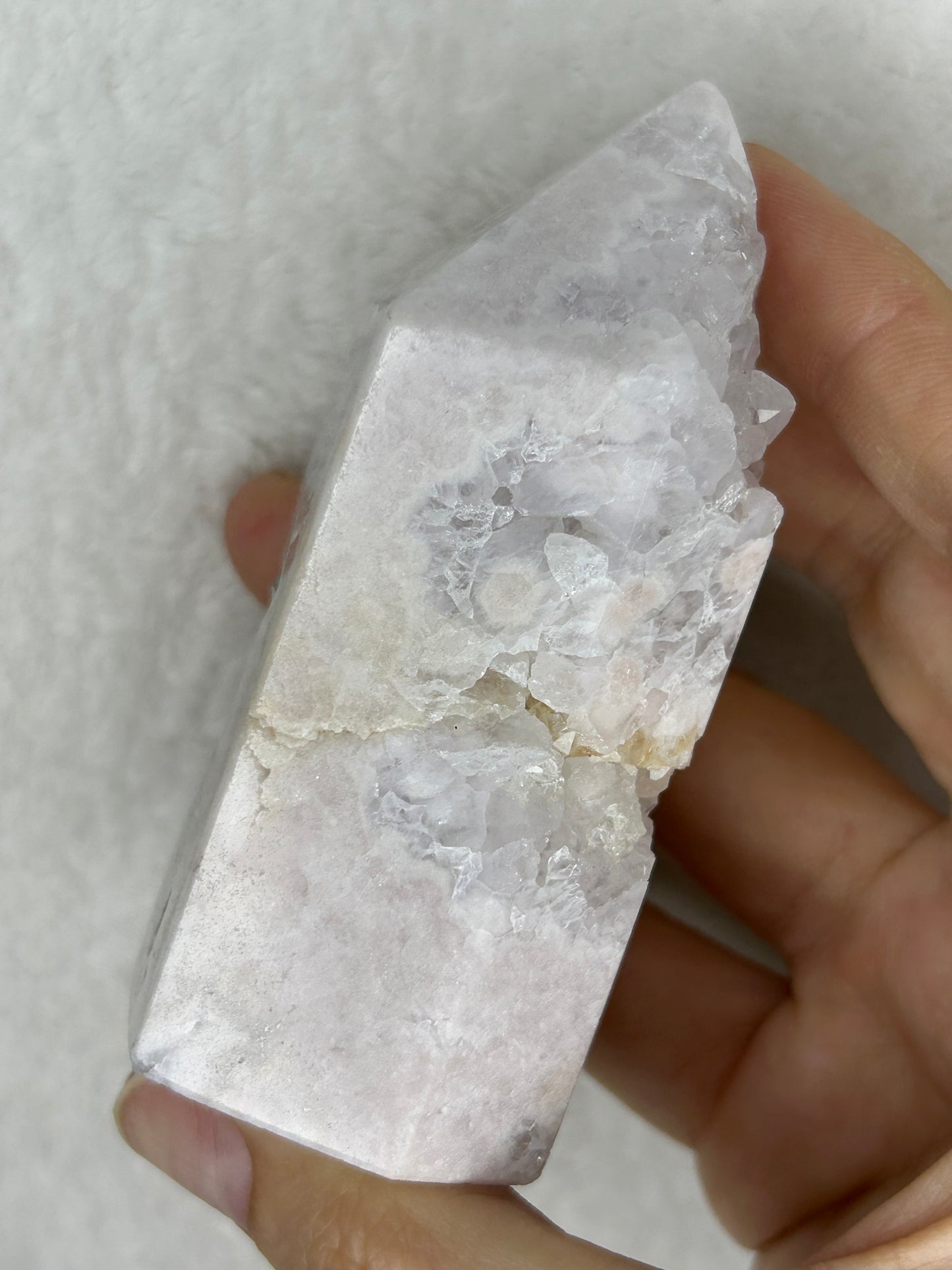 Pretty “Pale Pink” Pink Amethyst Tower w/ Quartz & Druzy A