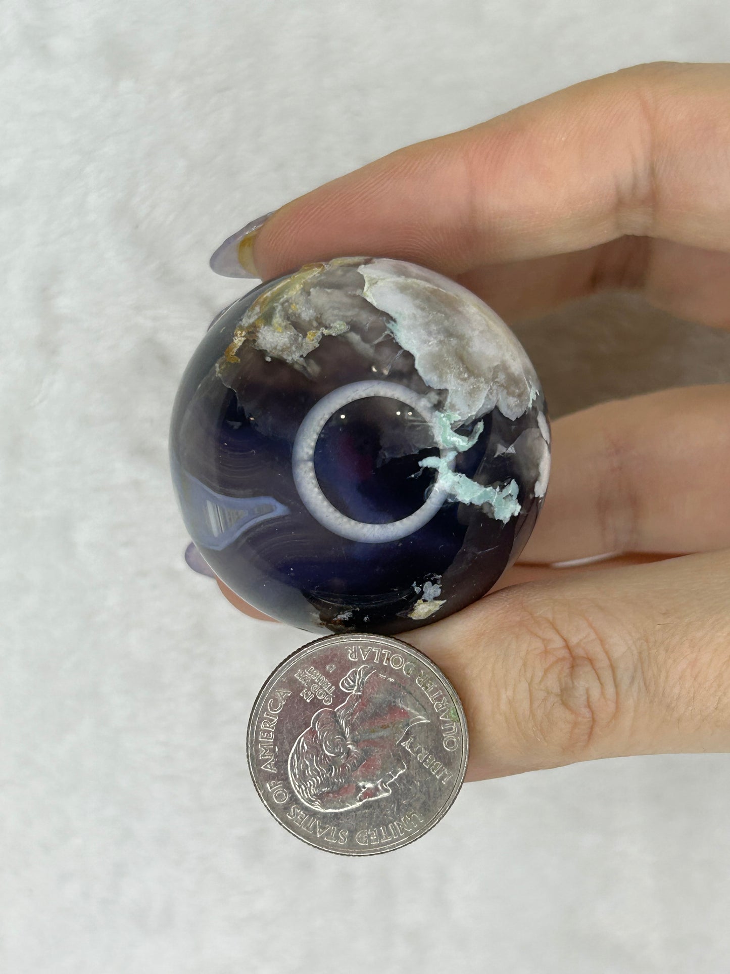 Black Flower Agate Sphere B