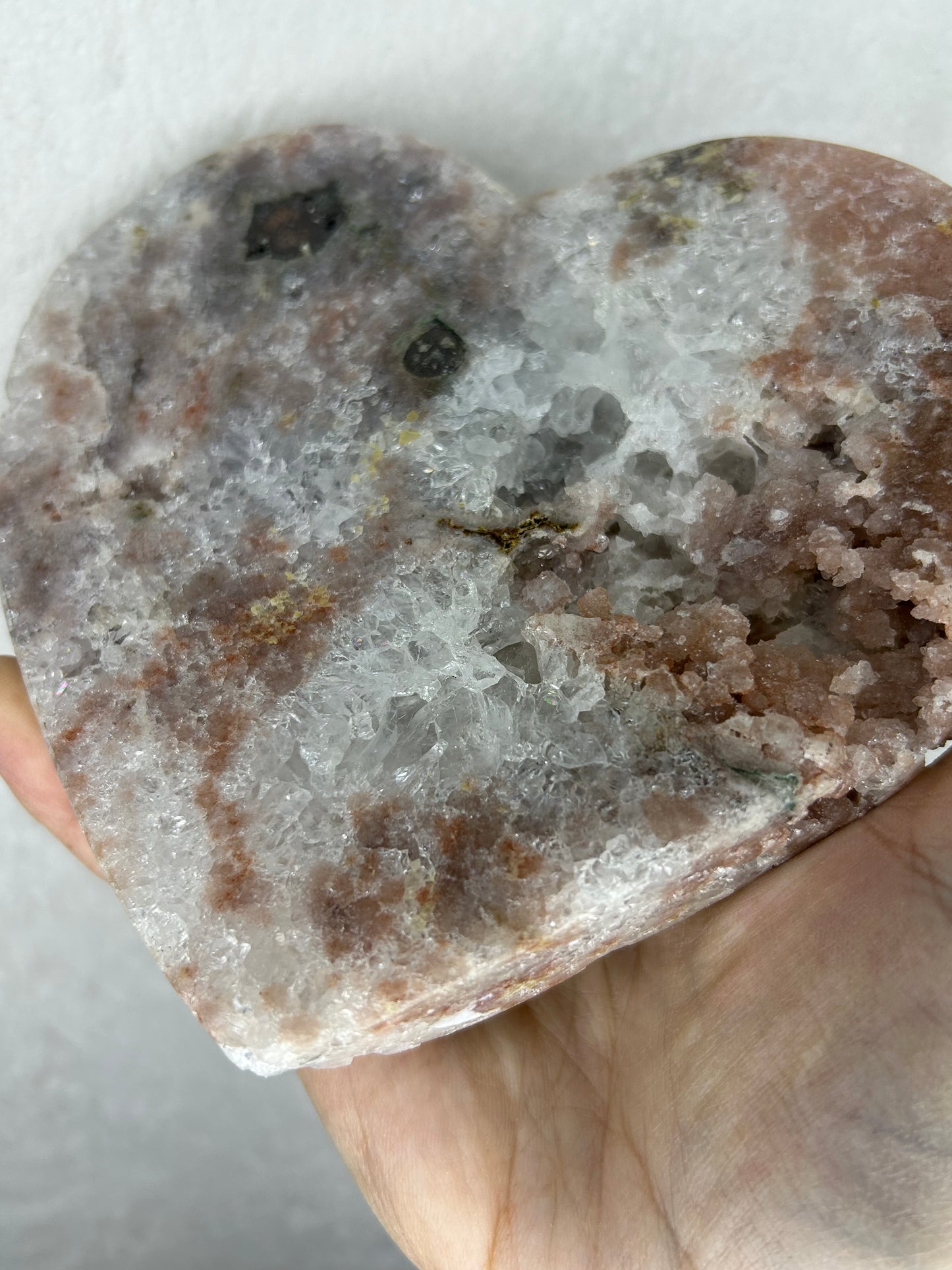 XL Pink Amethyst Heart on stand D