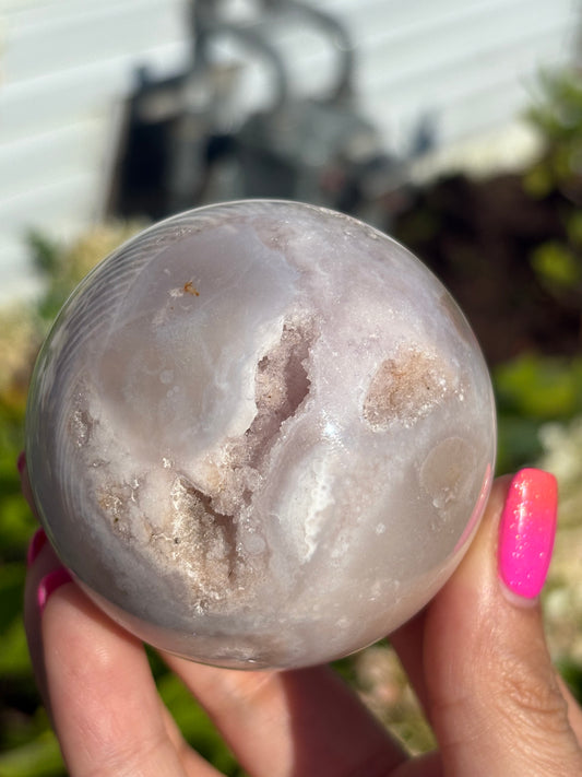 Moody pink amethyst agate sphere