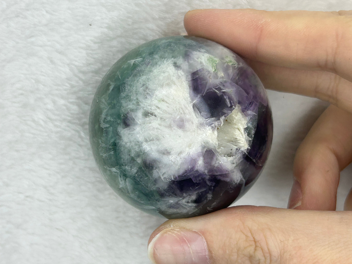 Druzy feather fluorite sphere A
