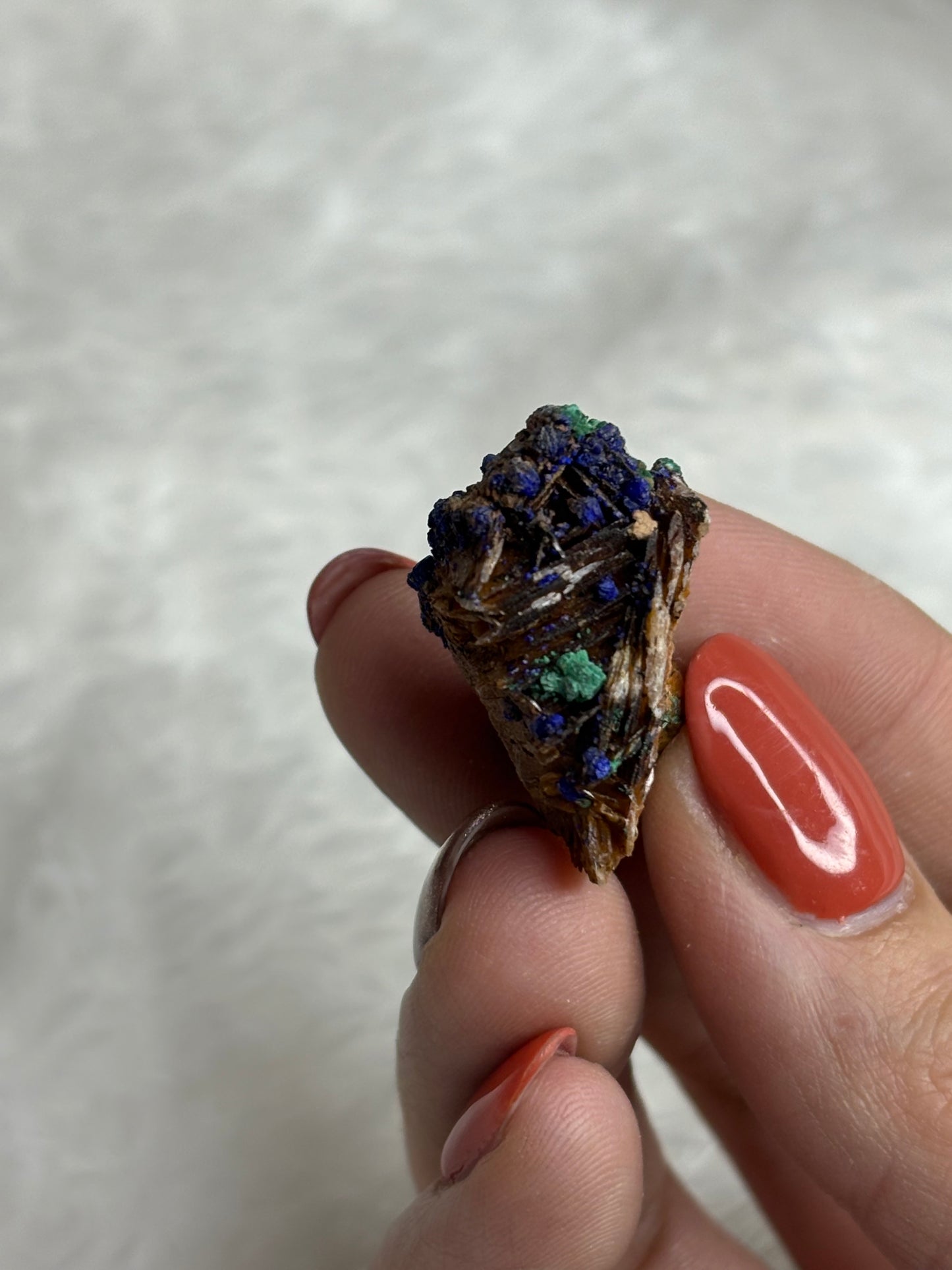 Malachite/azurite on barite