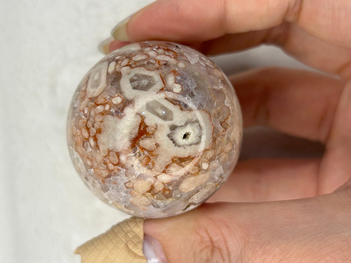 Unique Pink Flower Agate Sphere
