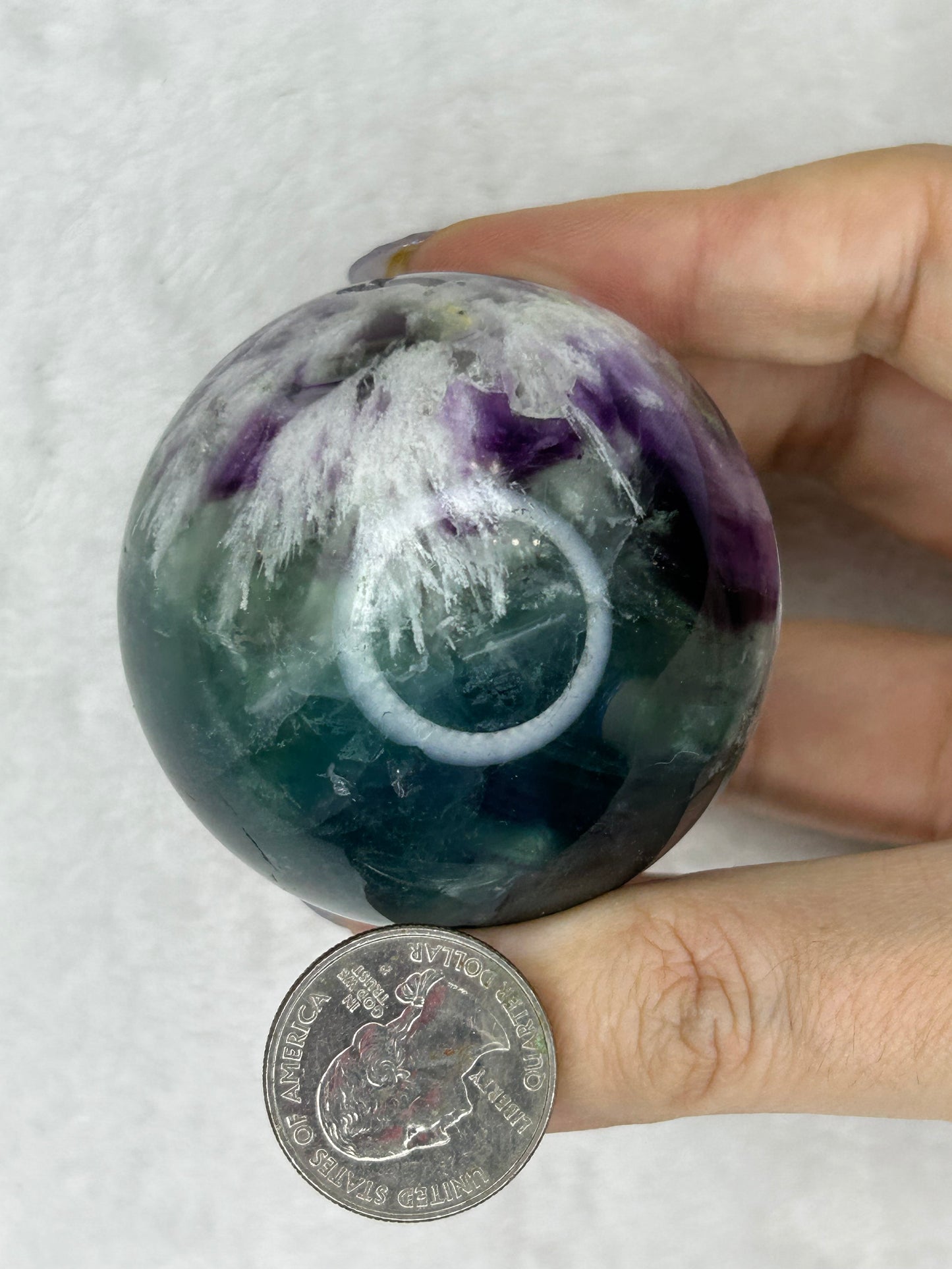 Druzy feather fluorite sphere B