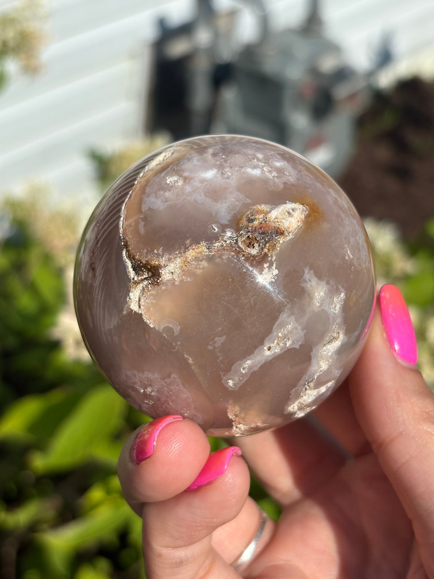 Pink amethyst agate sphere