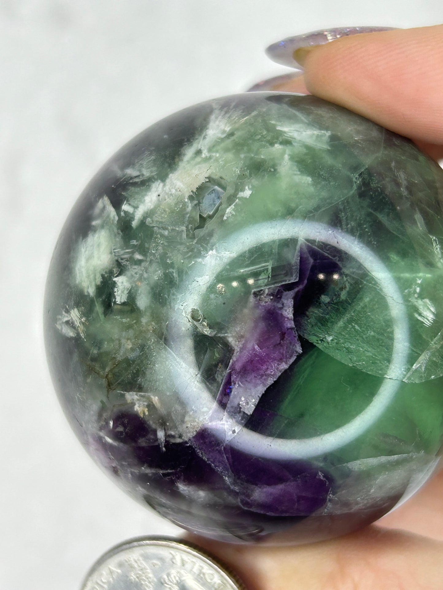 Druzy feather fluorite sphere C